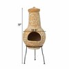 Vintiquewise Outdoor Clay Chiminea Fireplace Sun Design Wood Burning Fire Pit with Metal Stand, Terra Cotta QI004631.TC